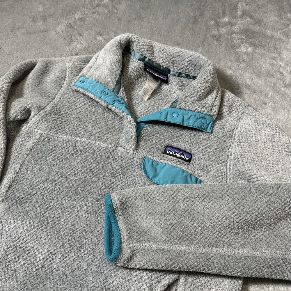 Patagonia Re-Tool Snap-T Fleece Pullover Womens XS Gray Blue Jacket Snap Tee